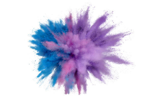 istock Colored powder explosion on a white background. Abstract closeup dust on backdrop. Colorful explode. Paint holi 1160427636