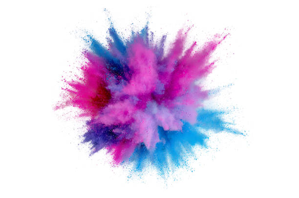 istock Colored powder explosion on a white background. Abstract closeup dust on backdrop. Colorful explode. Paint holi 1160427641