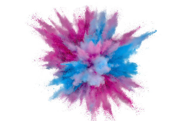 istock Colored powder explosion on a white background. Abstract closeup dust on backdrop. Colorful explode. Paint holi 1160427643