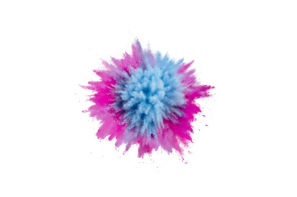 istock Colored powder explosion on a white background. Abstract closeup dust on backdrop. Colorful explode. Paint holi 1160427652