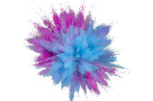 istock Colored powder explosion on a white background. Abstract closeup dust on backdrop. Colorful explode. Paint holi 1160427679