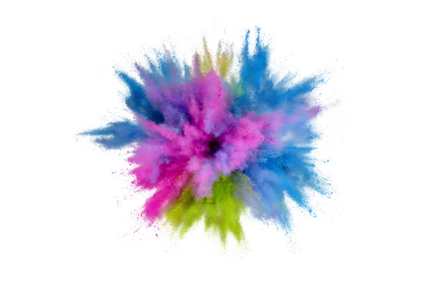 istock Colored powder explosion on a white background. Abstract closeup dust on backdrop. Colorful explode. Paint holi 1160427682