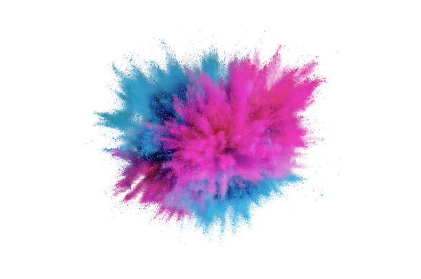 istock Colored powder explosion on a white background. Abstract closeup dust on backdrop. Colorful explode. Paint holi 1160427684