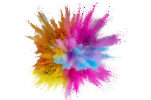 istock Colored powder explosion on a white background. Abstract closeup dust on backdrop. Colorful explode. Paint holi 1160427689