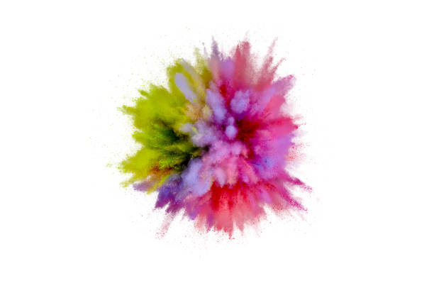 istock Colored powder explosion on a white background. Abstract closeup dust on backdrop. Colorful explode. Paint holi 1160427724