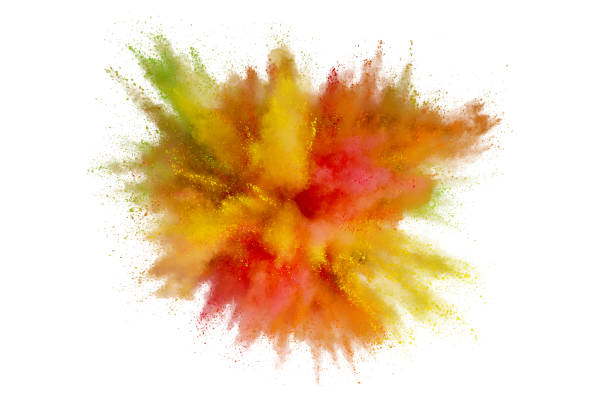 istock Colored powder explosion on a white background. Abstract closeup dust on backdrop. Colorful explode. Paint holi 1160427725