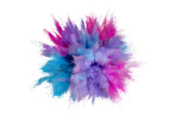 istock Colored powder explosion on a white background. Abstract closeup dust on backdrop. Colorful explode. Paint holi 1160427727
