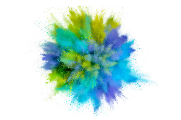 istock Colored powder explosion on a white background. Abstract closeup dust on backdrop. Colorful explode. Paint holi 1160427733