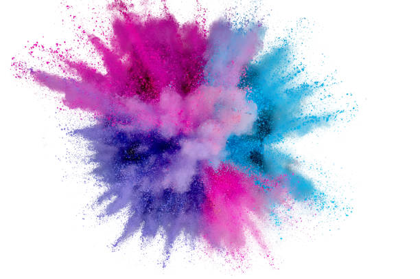 istock Colored powder explosion on a white background. Abstract closeup dust on backdrop. Colorful explode. Paint holi 1160427736