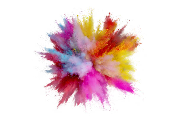 istock Colored powder explosion on a white background. Abstract closeup dust on backdrop. Colorful explode. Paint holi 1160427737