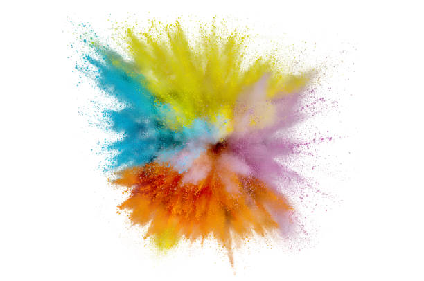 istock Colored powder explosion on a white background. Abstract closeup dust on backdrop. Colorful explode. Paint holi 1160427761