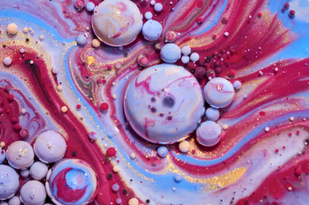 istock Colourful acrylic bubbles.Abstract ink design template mixed texture background. Liquid color backdrop. Wallpaper pattern. Oil poster . Design template. Fluid art 1160427928