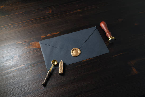 Envelop Sealing Wax Stamp Set Decorative Antique Vintage Wood
