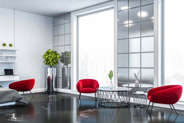 istock Luxury living room corner with red armchairs 1160429052