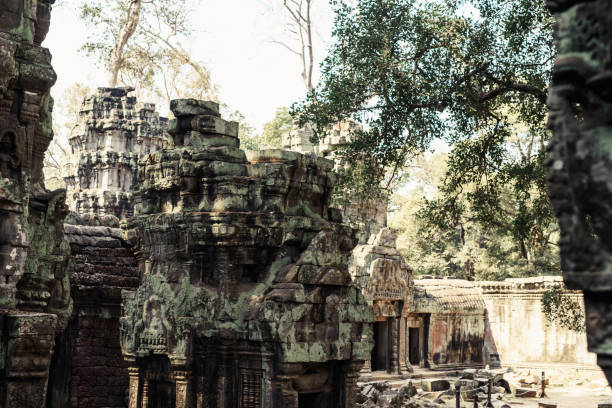 istock Ta Prohm temple. Ancient Khmer architecture under the giant roots of a tree at Angkor Wat complex, Siem Reap, Cambodia 1160430117