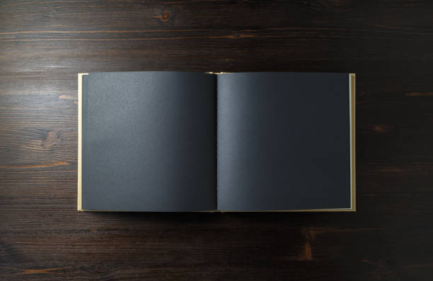 пустая черная книга - note pad open photograph scrapbook стоковые фото и изображения