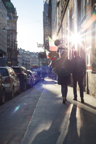 istock City street during sunset. 1160437370
