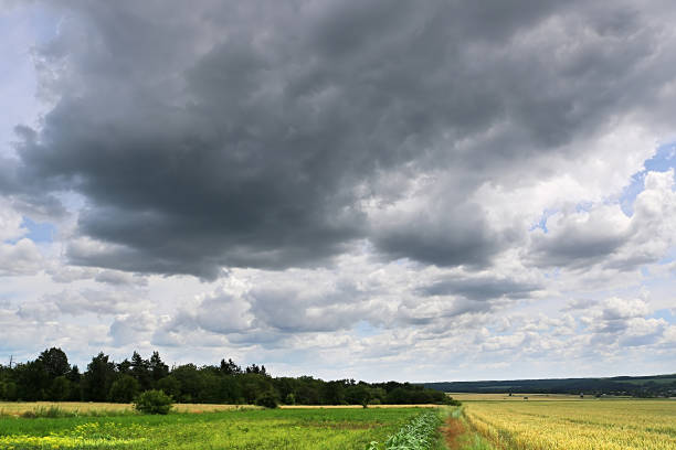 istock Countryside with fields and stormy sky 1160440191
