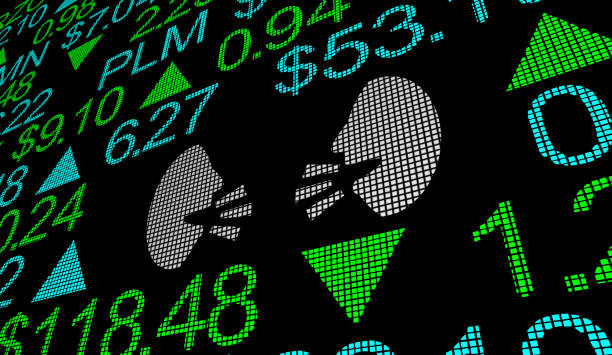 two people faces talking discussion communication stock market insider 3d illustration - comercializar imagens e fotografias de stock