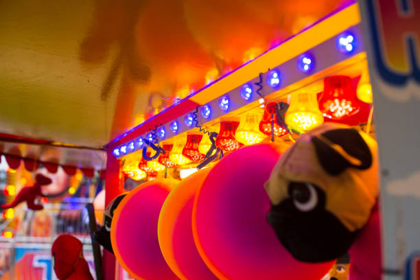 Cambridge uk 2016-08-25, Soft toys on display as winning prizes at local fun fair