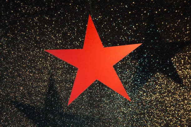 Scenery with a big red star. Festive background