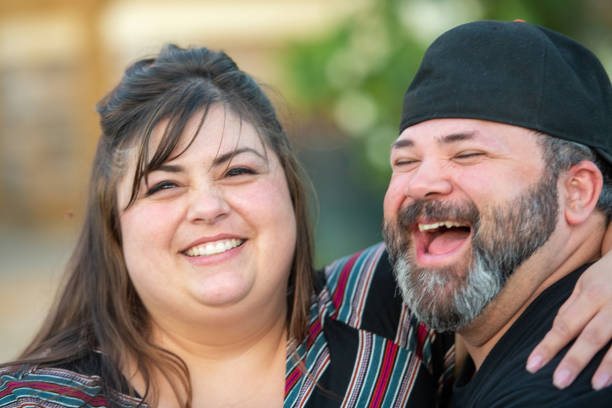 istock Overweight multiethnic couple having fun 1160451250