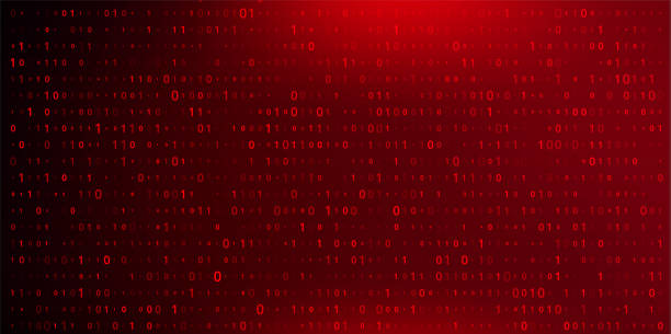 Digital Binary Code on Dark Red BG. Data Breach vector art illustration