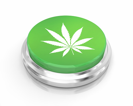 Marijuana Pot Weed Cannabis Green Round Button Order 3d Illustration