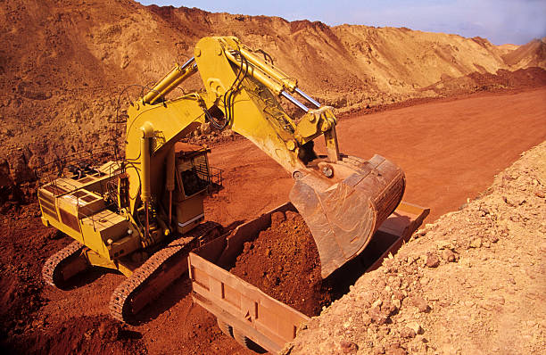 Clay mine for the production of bricks and building materials, aerial view.
