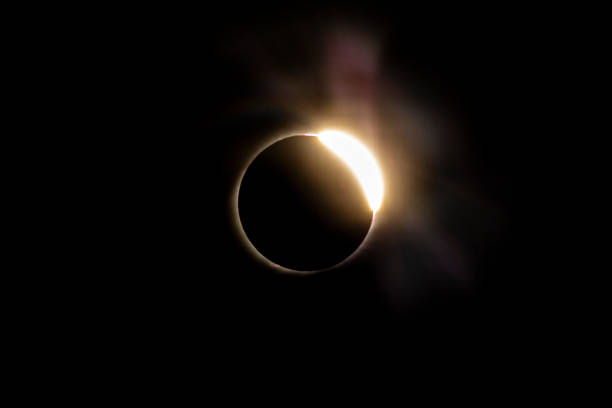 istock The Baily's beads effect and Diamond Ring effect during Total Solar Eclipse Chile 2019, amazing view of the Sun covered by the Moon during totality phase while the last sunbeams pass the Moon craters 1160469062