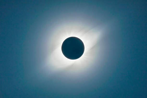 The Solar Corona atmosphere layer during Total Solar Eclipse Chile 2019, amazing view of the Sun covered by the Moon during totality phase while the Moon covers the entire Sun an awesome phenomenom