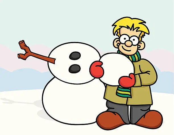 Vector illustration of Building a Snowman