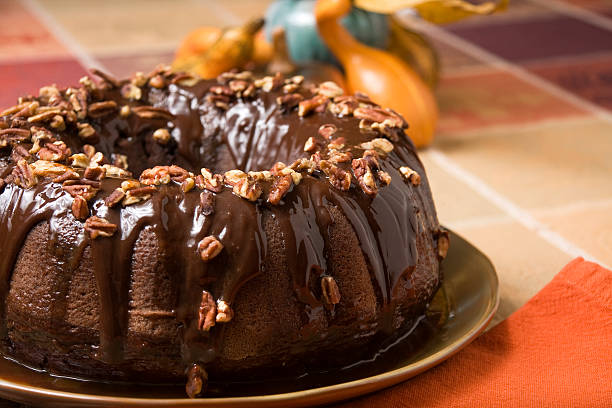 pastel de chocolate - chocolate bundt cake fotografías e imágenes de stock