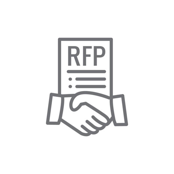 ilustraciones, imágenes clip art, dibujos animados e iconos de stock de rfp icon - solicitud de concepto o idea de propuesta - bids
