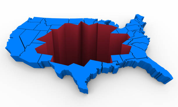 estados unidos da américa e.u.a. mapa problema ferida ferimento 3d ilustração - tear down - fotografias e filmes do acervo