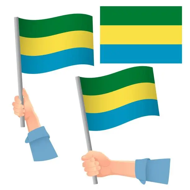 Vector illustration of Gabon flag in hand