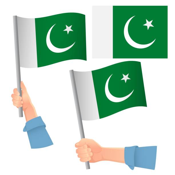 ilustrações de stock, clip art, desenhos animados e ícones de pakistan flag in hand - bandeira do paquistão