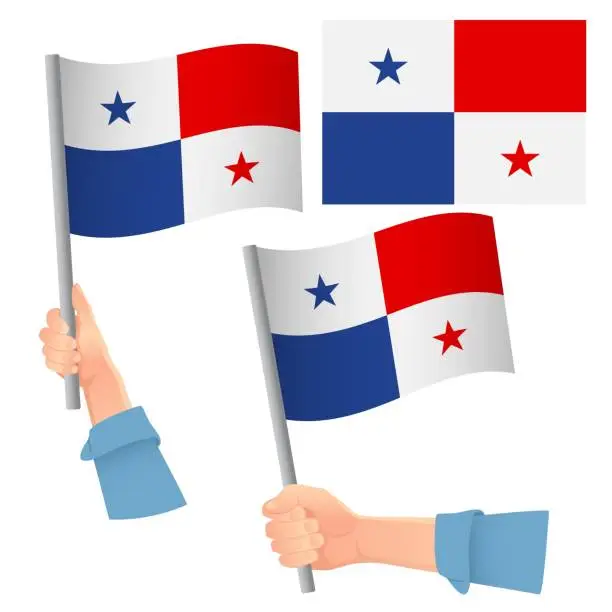 Vector illustration of Panama flag in hand