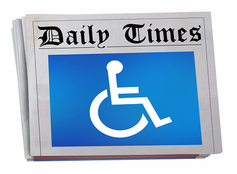 Wheelchair Disabled Person Symbol Disability Newspaper Front Page Coverage 3d Illustration