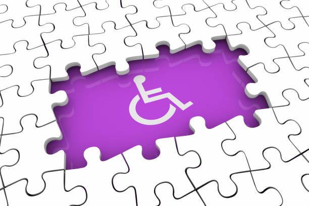 istock Wheelchair Disabled Person Symbol Disability Puzzle Piece Hole Problem 3d Illustration 1160476210