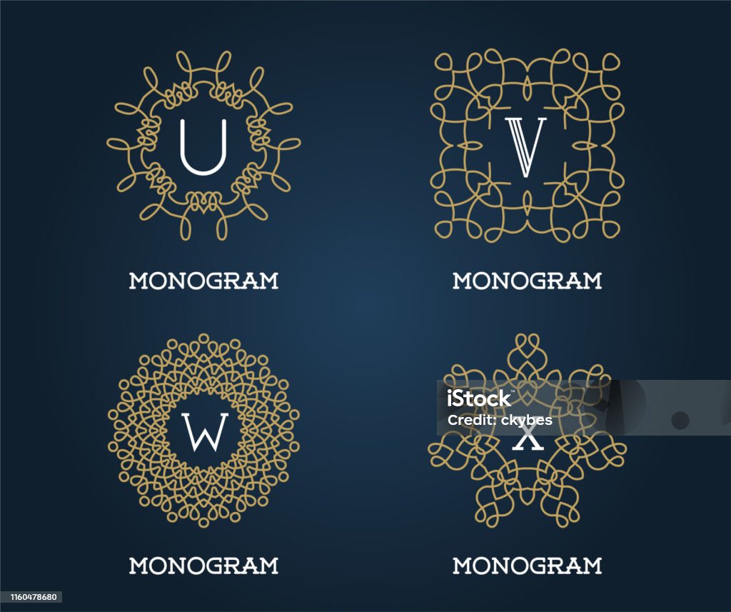 Texture Monogram Set Of Monogram Design Template Letter Vector Illustration Premium ...