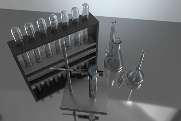 istock Chemical instruments and reagents in the lab, 3d rendering. 1160480030