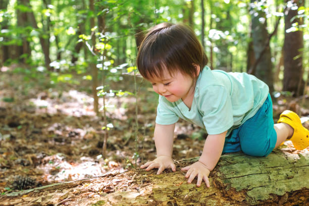 istock Toddler boy playing in the forest 1160496426