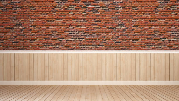 istock Brick wall design in empty room. Empty room design for artwork lobby or office. 3D rendering 1160496475