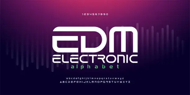 Vector illustration of digital music modern alphabet fonts. Typography edm electronic dance music future creative font design concept. vector illustraion