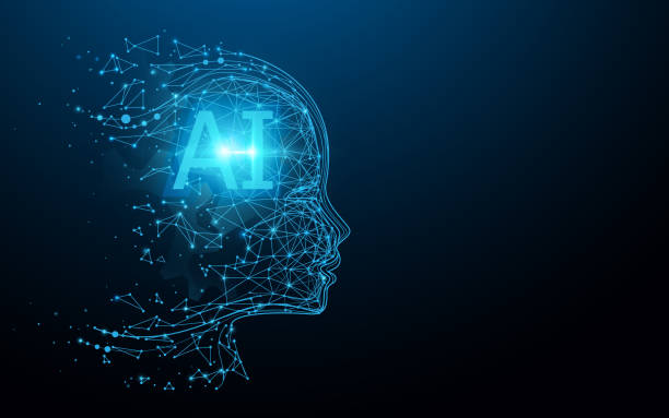 umělá inteligence - umělá inteligence. ai digitální mozek. koncept robotiky. lidská tvář vyrobená z polygonu. vektor ilustrace - umělá inteligence stock ilustrace