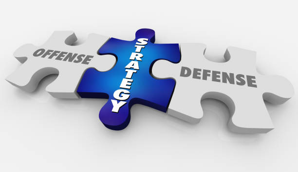 istock Offense Defense Winning Strategy Puzzle 3d Illustration 1160502590