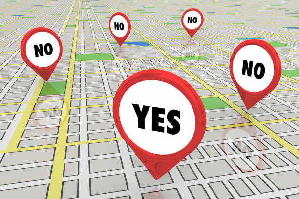 istock Yes Vs No Success Map Pins 3d Illustration 1160506022