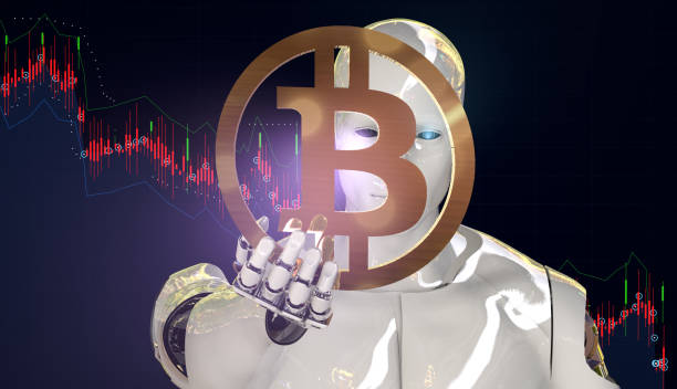 istock humanoid robot holding in hand crypto currency bitcoin - 3d illustration 1160507620