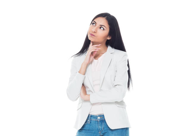 istock Beautiful female wearing nice clothes - thinking 1160507804